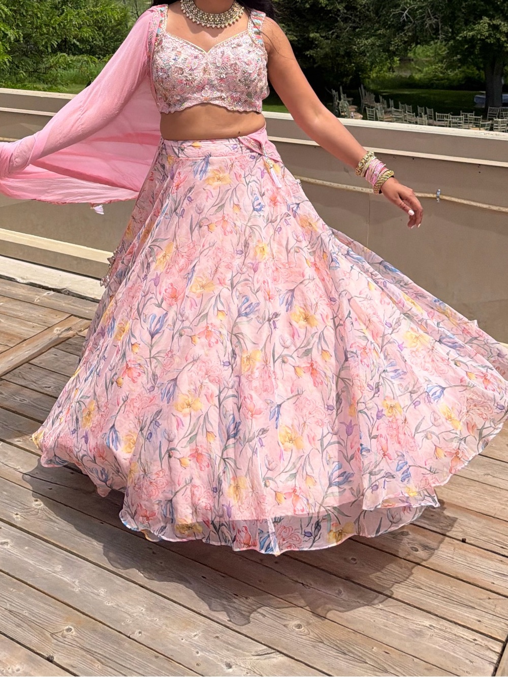 Pink Floral Lengha
